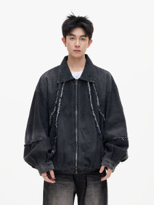 แจ็คเก็ตแบบมีชายกระดิ่งสไตล์ย้อนยุคสไตล์อเมริกันสำหรับฤดูใบไม้ร่วงสำหรับคู่รัก แจ็คเก็ตแบบหลวมๆ สำหรับผู้ชายและผู้หญิง