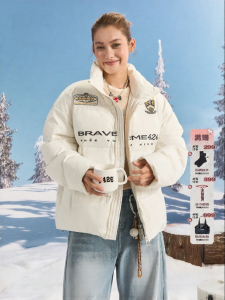 F426 | Winter Casual American Vintage Embroidery Stand-collar Cotton Coat