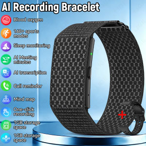 LIGE | 1GB Storage AI Recording Smart Wristband Voice Recorder Smartwatch Heart Rate Monitor Call Reminder AI Transcription Bracelet
