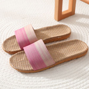 รองเท้าแตะพื้นหนาพันผ้าลินินในร่มสำหรับคู่รัก พื้นยางกันลื่น พื้นรองเท้าทำจากเส้นใยมะพร้าว พื้นรองเท้าแบบลำลอง พื้นรองเท้าแบบลำลองสำหรับผู้ชายและผู้หญิง