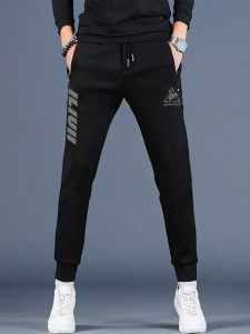 Mens Casual Fleece Lined Trousers Spring Autumn Fashion Urban Style Elastic Waist Sports Pants All Matched Popular Mens Long Pants