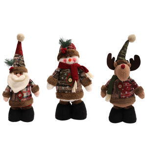 [VODU] Telescopic Christmas Doll W/ Telescopic Legs for Kid Hotel Christmas Decor
