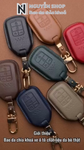 Bao Da Chìa Khoá Xe Ô Tô HON-A4 Honda Civic 2020-2023 Rs City RS Accord Smartkey 4 Nút Bấm Ốp Chìa Khoá Ép Form Da Thật