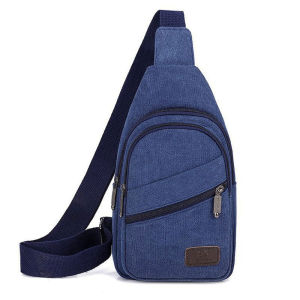 2025 New Mens Casual Canvas Crossbody Bag Outdoor Chest Bag Single Shoulder Sling Bag Small Bag Pure Color Sewing Line