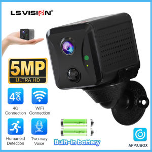LS VISION 2K 5MP Wifi/4G Mini Battery Camera Home Indoor wireless IR Night Vision Two-way Voice PIR Humanoid Detection Alarm Security IP Network Cameras Built-in 2400mAh battery