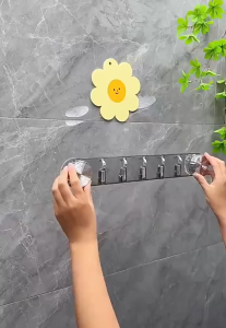 5-Hook Suction Hook Heavy Duty Waterproof No Drill Reusable for Bath & Kitchen