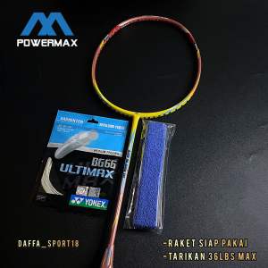 RAKET BADMINTON ORIGINAL POWERMAX AIR BLADE 111 36LBS SIAP PAKAI