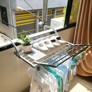 ตู้เสื้อผ้าแบบพับได้ที่แขวนเสื้อผ้าแบบพับได้สำหรับหน้าต่าง เครื่องอบไหปลาร้า ที่แขวนรองเท้า ที่แขวนเสื้อผ้าแบบยืดหยุ่นขนาดเล็ก