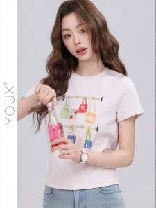 YOUXIANG | Áo Thun Mới Hè In Hình Thanh Nhã Thông Gió