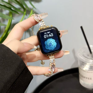 Ladies Diamond Strap for Apple Watch Band 40mm 41mm 42mm 44mm 45mm 38mm Luxury Bracelet for IWatch Series7 8 9 SE 6 5 4 Ultra 2 49mm Correa