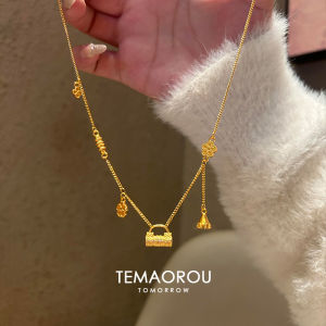 Long Pendant Gold Lock Flower Sweater Necklace Womens Fashion Jewelry  out Sand Gold Colorfast Alloy Underarm Chain