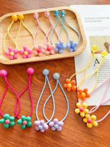 Candy Colored Flower Children's Double Headed Hair Ties: Little Girls' Wrapping Style High Elasticity Braiding Hair Bands Accessories