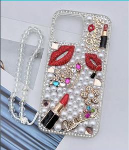 เพชรวิเชียรไรน์สโตนพร้อมเคสมุกสุดฮอตสำหรับ iPhone 16 Pro 11 12 13 14 15 Pro Max XR XS 7 Plus ปก TPU ใส