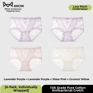 MiiOW | Invisible Seam Breathable Lace Ice Silk Cotton Crotch Womens Briefs