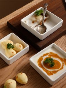 Creative Ceramic Square Sauce Dish Pudding Bowl Snack Plate Baking Logo Rectangular Japanese Style Adult Dinnerware Plate