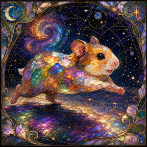 Bộ Tranh Kim Cương 5D Tự Làm Huacan Tranh Thêu Chuột Hamster Trên Nền Kính Màu Bầu Trời Sao Dán Đầy Đủ Chủ Đề Động Vật Phong Cách Hiện Đại Quà Tặng