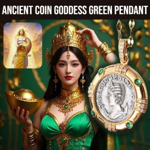 Ancient Coin Goddess Green Pendant Lucky Coin Pendant  Good Luck Jewelry Gift Peace And Hope