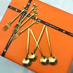 Creative Cute Stainless Steel Fruit Fork Set Dessert Salad Cake Ins Nordic Style Sweet Treats Fruit Skewer Utensils