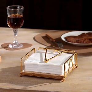 Western Minimalist Napkin Tissue Holder Wooden Iron for Table Restaurant Hotel Paper Drawer Square Tissue Holders Black White Home Organizers