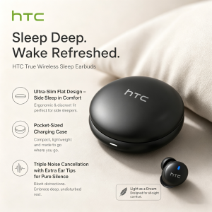 HTC NE92 Mini Bluetooth Earphones for Sleeping Sports Wireless Headphones with Mic Noise Reduction TWS Soft In-ear Earbuds