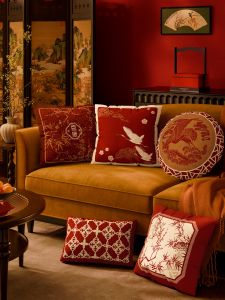 New Chinese Style Sofa Living Room Pillow Cover Red Wedding Celebration Pillowcase Square Shape PP Cotton Filled Washable