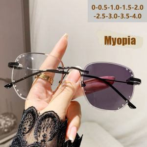 Frameless Photo-sensitive Color-changing Anti-blue Light Nearsighted Glasses 3316