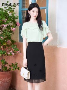 POEMLADY | Designed Lace Trimmed Chiffon Shirt