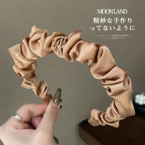 Korean Style High Skull Top Elegant Solid Color Fabric Craft Headband Female Ruched Headband Face Wash Outdoor All-Matching Hair Pressing Hairpin Hair Tie