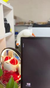 Cute 3D Printed Goose Figurine Monitor Ornament Funny Desktop Decor Home Office Desk Accessories Miniature Sculpture Gift