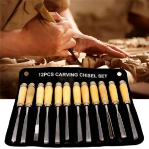 12pcs Professional Wood Carving Sharp Hand Chisel Woodworking Gouges for Beginners Hobbyists and Professionals with Black Case