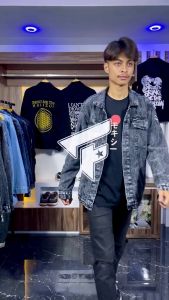 Jaket Denim Sablon Jaket Jeans Pria Patch Bordir Stoneblack