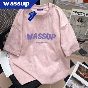 Wassup Tie Dye Short Sleeve Pure Cotton Mens T-shirt Summer Loose Casual Trendy Brand Sweatshirt Comfortable Breathable