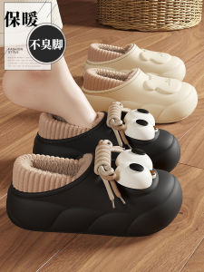 Waterproof Cotton Slippers Womens Cute Indoor Home Plush Warm Cotton Shoes Outdoor Wear Fall Winter New Style Low Heel