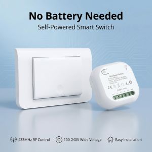 Tuya Smart Wireless Self Powered Kinetic Light Switch RF433 Light Wall Switch Piezo Electric 110v-250v 10A 50-80HZ