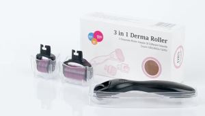 Bộ Dụng Cụ Lăn Kim 3 Trong 1 Derma Roller Màu Đen Titan Hệ Thống Vi Kim Trị Liệu Cho Mặt Mắt Và Toàn Thân Bộ Kích Thích Mọc Tóc Kèm Dụng Cụ Lăn Da Đầu