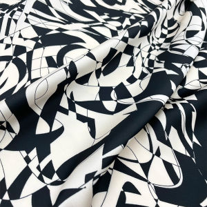 Black White Geometric Pattern Color Block Acetate Silk Printed Fabric for Pants And Shirts DIY Home Fabric Crafts