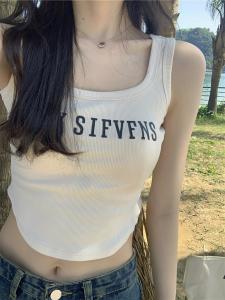 American Style Sports Strap Vest Women Summer Spicy Pure Desire Sleeveless Tight Slimming Inner Wear Top Outerwear