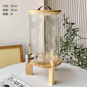 Buffet Beverage Barrel with Tap Heat Resistant Cold Water Jug Beer Juice Cola Glass Container Lemon Fruit Tea Barrel