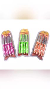 Pisau 12 pcs Motif Ukir Warna / Garis / Lubang / Ikan / Polos Warna Piso Dapur Buah Serbaguna