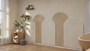 Modern Interlocking Arch Felt Panels 5Pcs Anti‑Collision Wall Protector for Bedroom Kids Room Decorative Felt Wall Panels Can be Used as Photo Display Pin Board