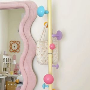 2025 New Childrens Red Mushroom Floor-standing Small Space Bedroom Door Back Hanging Rack Home Use Floor Clothes Hanger