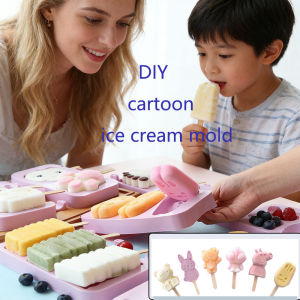 1Set Food Grade Silicone DIY Homemade Ice Cream Mold Continuous Cartoon Shape For Household Cheese Sticks Ice Cream Sticks