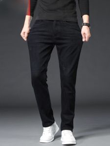 HENGYUANXIANG | Spring Autumn 2025 Mens Loose Fit Stretchy Black Jeans Casual Pants High Fashion Straight Leg Elastic Denim Jeans By Hengyuanxiang