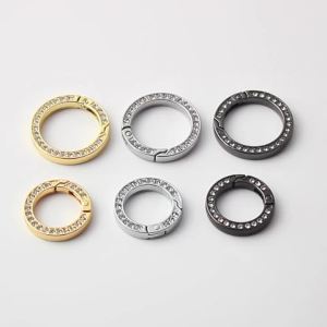 2/5/10/20pcs Crystal Rhinestone Spring O Ring Clasp Round Key Chain Fashion Key Ring Buckle for DIY Bag Car Keyrings Accessories