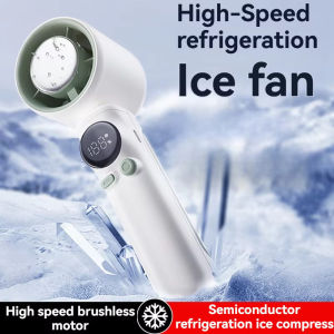 พัดลมแบบมือถือทำความเย็นสารกึ่งตัวนำแบบพกพาพัดลมพัดลมเทอร์โบความเร็วสูงความเร็ว100พัดลมแบบมือถือกลางแจ้งถุงใส่น้ำแข็งจอแสดงผลดิจิตอลพัดลมตั้งโต๊ะพัดลมระบายความร้อนขนาดเล็ก