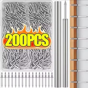 200/500pcs Steel Double Headed Wall Nail / Seamless Skirting Thread Nails with Pecific Sleeve / Invisible Safety Screw Nail / for Cement Wall Wood