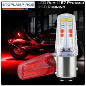 Lampu Stop Rem Pyramid 4 Warna Bolvan Universal Running + Kedip Soket DC 12 Volt Universal Kaki 2 For Motorcycle and Car