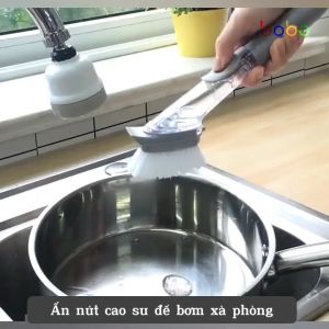 Chổi cọ rửa nồi cán dài bơm xà phòng tự động bàn chải nhà bếp cọ rửa xong chảo chống dính babo (TE16).