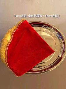 Red Velvet Award Plate And Curtain Ceremony Ribbon Service Set Grand Opening Ribbon Cutting Ceremony Red Silk Velvet Tray