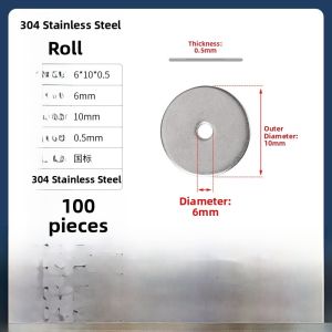 Ultra-Thin Flat Washer 304 Stainless Steel Screw round Thickened Metal Pad M2-M30 Size Increase Washers Hardware Tools